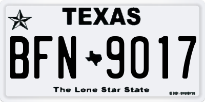 TX license plate BFN9017