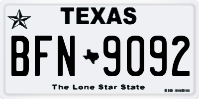TX license plate BFN9092