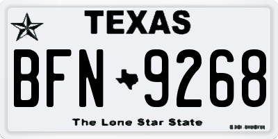 TX license plate BFN9268