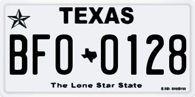 TX license plate BFO0128