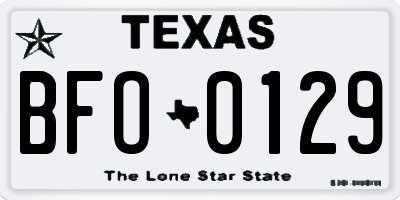 TX license plate BFO0129