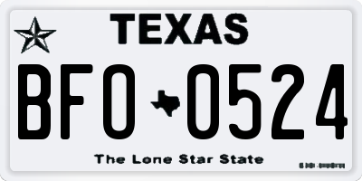 TX license plate BFO0524