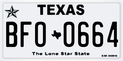 TX license plate BFO0664