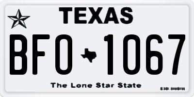 TX license plate BFO1067
