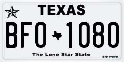 TX license plate BFO1080