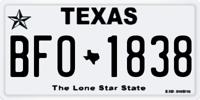 TX license plate BFO1838