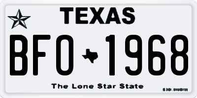 TX license plate BFO1968