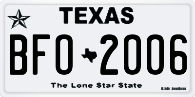 TX license plate BFO2006
