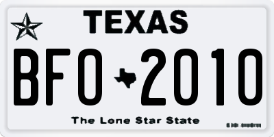 TX license plate BFO2010