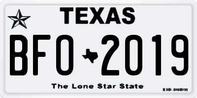 TX license plate BFO2019