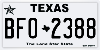 TX license plate BFO2388