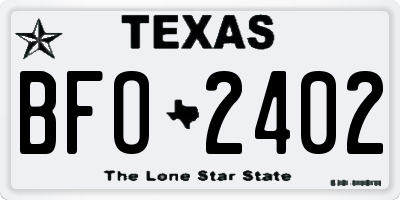 TX license plate BFO2402