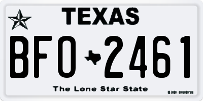 TX license plate BFO2461