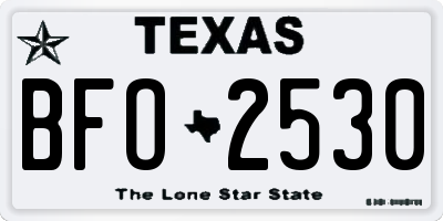 TX license plate BFO2530