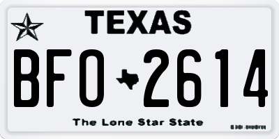 TX license plate BFO2614
