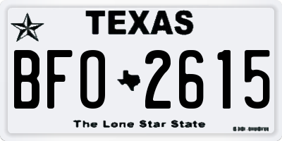 TX license plate BFO2615