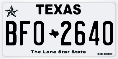TX license plate BFO2640