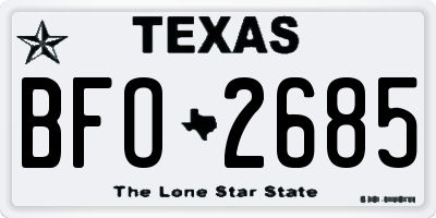 TX license plate BFO2685