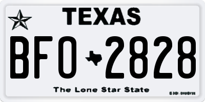 TX license plate BFO2828