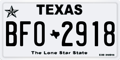 TX license plate BFO2918