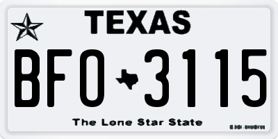 TX license plate BFO3115