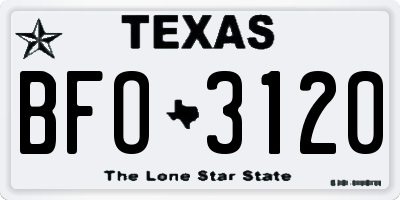 TX license plate BFO3120