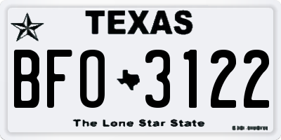TX license plate BFO3122