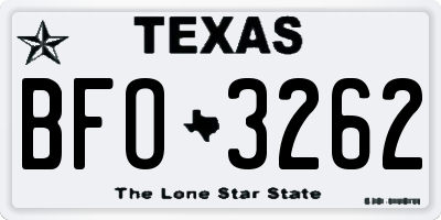 TX license plate BFO3262