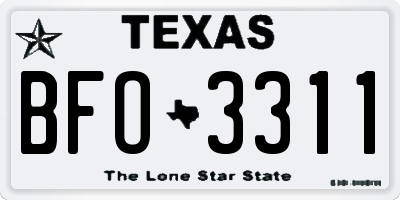 TX license plate BFO3311