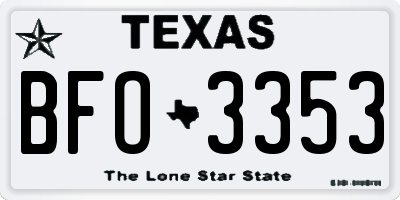 TX license plate BFO3353