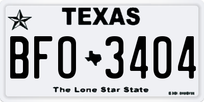 TX license plate BFO3404