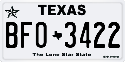 TX license plate BFO3422