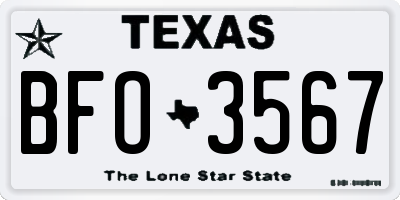 TX license plate BFO3567