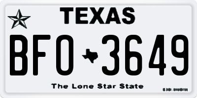 TX license plate BFO3649