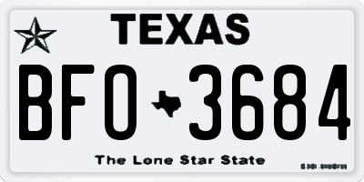 TX license plate BFO3684