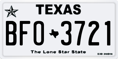 TX license plate BFO3721