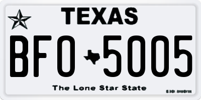 TX license plate BFO5005