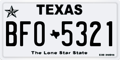TX license plate BFO5321