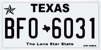 TX license plate BFO6031