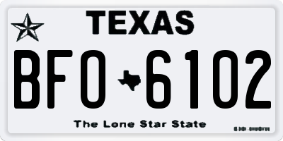 TX license plate BFO6102