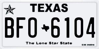 TX license plate BFO6104