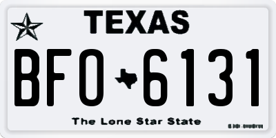 TX license plate BFO6131