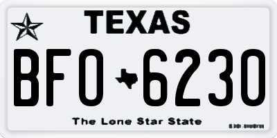 TX license plate BFO6230