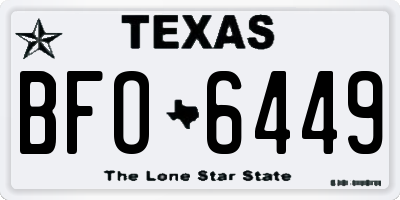 TX license plate BFO6449