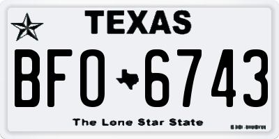 TX license plate BFO6743