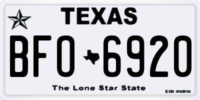 TX license plate BFO6920