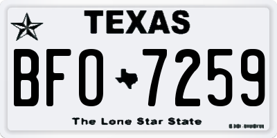 TX license plate BFO7259