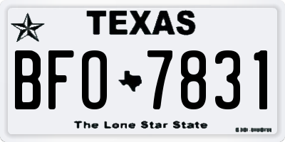 TX license plate BFO7831