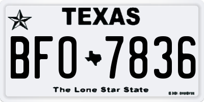 TX license plate BFO7836