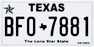 TX license plate BFO7881